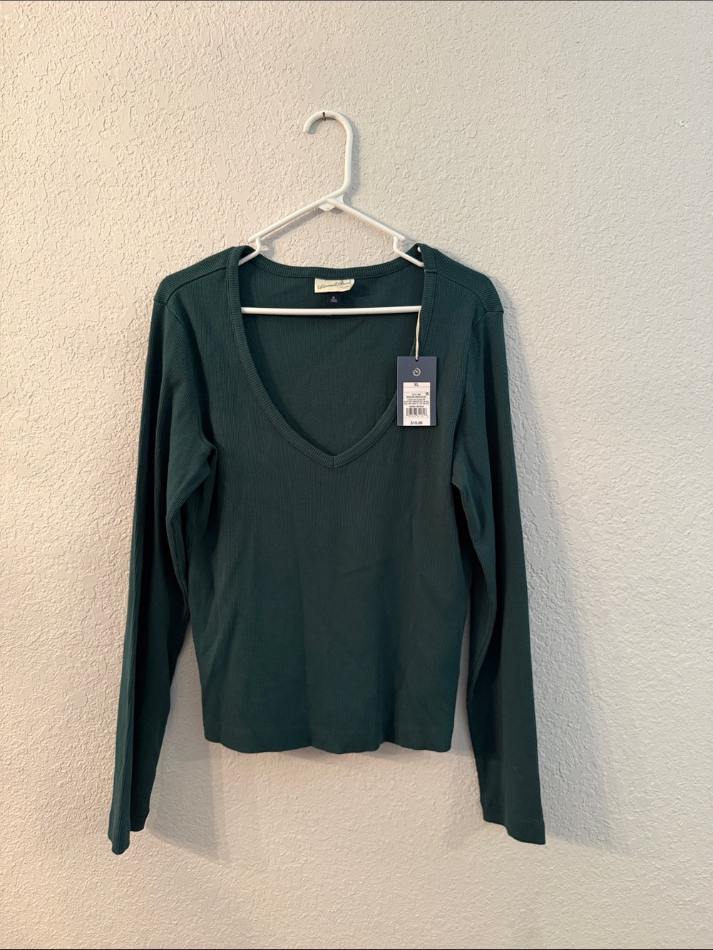 Universal Thread Long Sleeve V‑Neck Top - Dark Teal